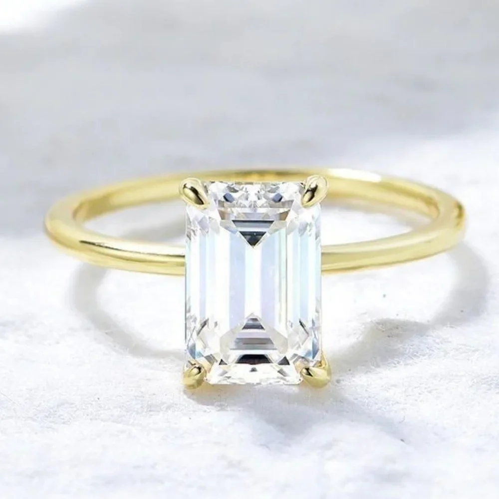 Certified 2.5 ct. t.w. Moissanite Diamond Emerald Cut Engagement Ring NEW